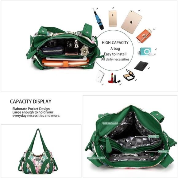 Purses and Handbags Women Fashion Tote Bag 3-green/Green - Picture 5 of 6